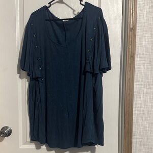 Cato Dark Teal Blouse with Button Accents